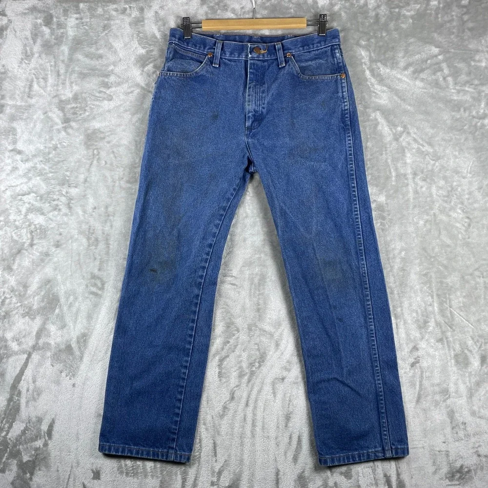 Wrangler 13MWZ Jeans Men 32x29 fits 31x28 Blue Cowboy Cut Rigid Denim